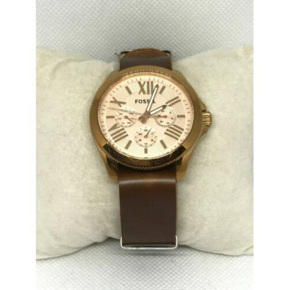 Fossil AM4511 Cecile Womens Brown Leather Analog Rose Gold Dial Quartz Watch Ff1
